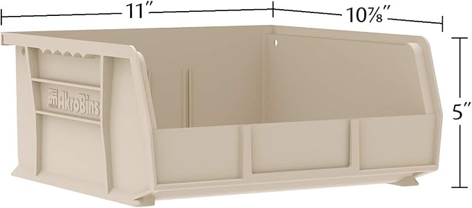 Akro-Mils 30235 AkroBins Plastic Storage Bins, 11"x11"x5", Yellow, 6-Pack | Space-Saving Stackable Bins for Garage, Pantry, Craft Organization - Image 2