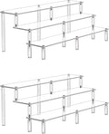 Acrylic Riser Display Shelf, 3 Tier Acrylic Shelves for Figures, 15.8 Inch | Large Clear Perfume Organizer, Display Stand for Funko Pop Amiibo Figures, Shelf Risers for Cupcake and Collectibles, 2 Pack by AZEAM