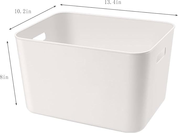 Set of 4 Plastic Storage Bin,“13.4x10.2x8'' Versatile Kitchen Pantry Organization and Storage,for Plastic Storage Container Under Bed,Under Sink Bathroom Organizer (White,4 Pack Large - Image 7