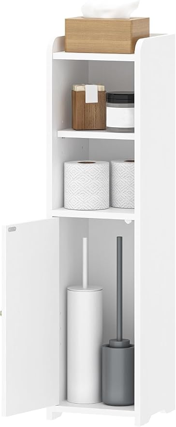 Hzuaneri Bathroom Storage Cabinet, Narrow Toilet Paper Cabinets with Doors | Small Corner Floor Cabinet with Doors and Adjustable Shelf, Bathroom Organizer for Small Spaces, White BC19703X - Image 9