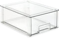 Isaac Jacobs Large Stackable Organizer Drawer (13.5” x 9.9” x 5.4”), Clear Plastic Storage Box, Pull-Out Bin, Home, Office, Closet & Shoe Organization, BPA-Free, Food/Fridge/Freezer Safe (Large) by IsaacJacobs