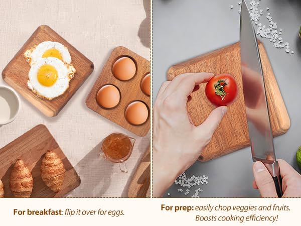 Homoyoyo 4 Egg Holder Countertop, Acacia Wood Egg Holder 4 Slot, Compact Natural Organizer for Kitchen Display Fridge for Chocolates, Sushi, Kitchen Organization for Busy Parents Home Hearth - Image 9