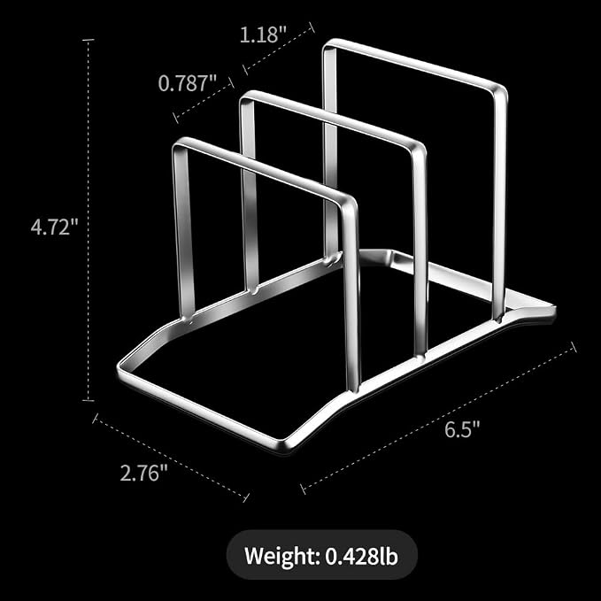 Pot Lid Holder and Cutting Board Organizer, Stainless Steel Kitchen Storage Rack for Lids and Boards, Space-Saving Cooling Rack Organizer for Countertop and Cabinet, Chopping - Image 5
