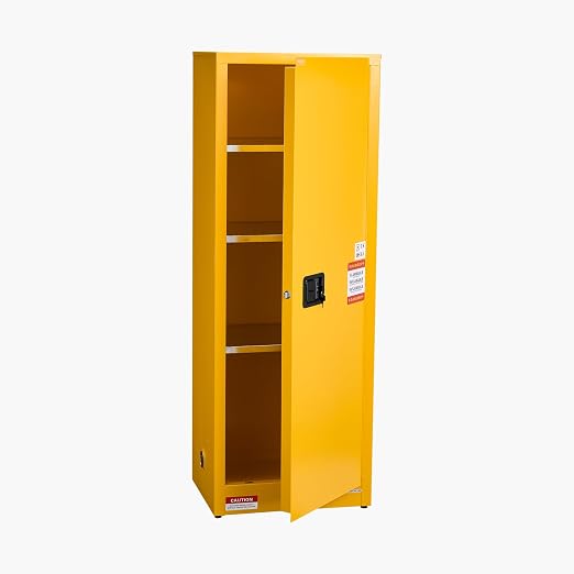 VEVOR Flammable Cabinet 18" x 23" x 65", 23 Gallon Flammable Storage Cabinet with Adjustable Shelf, Cold-Rolled and Galvanized Steel Fire Cabinets, for Commercial Industrial Home Use, Yellow - Image 9