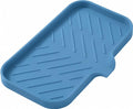 MicoYang Silicone Soap Dish with Drain Spout — Self-Draining Sink Organizer Tray for Bathroom & Kitchen, Sponges, Dispensers & Soap Holder, Non-Slip & Dishwasher Safe, Lichen Blue (Medium, 9.6"×5.3") by MicoYang