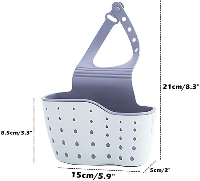 EC ELEGANTCHARM Kitchen Sink Caddy Sponge Holder Silicone Plastic Soap Holder Hanging Ajustable Strap Faucet Caddy with Drain Holes for Drying - Image 2