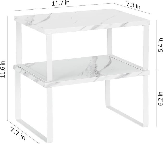 NEX Cabinet Organizer Shelf, Kitchen Counter Shelves Set of 4 | Stackable & Expandable Spice Rack, Space-Saving Pantry Organizers Bathroom Countertop Storage, White - Image 3