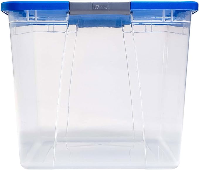 HOMZ Clear Plastic Storage Bin with Secure Latching Blue Lid, 64 Qt, 2 Pack | Heavy-Duty Stackable Containers, Large Organizer Box for Homes, Offices, and Garages - Image 12