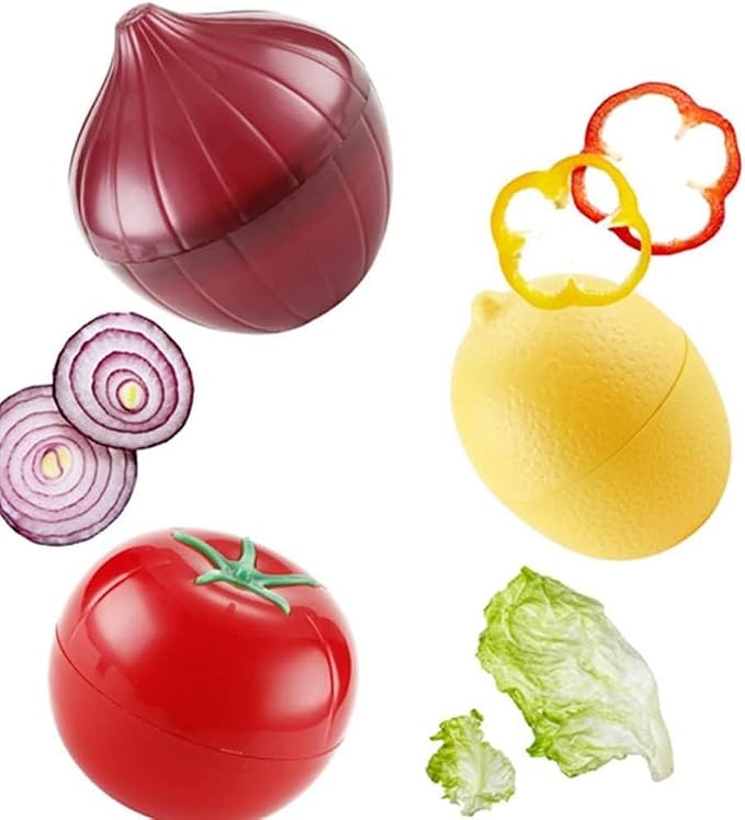 JOSON 5-Piece Vegetable and Fruit Storage Set, BPA-Free Reusable Refrigerator Food Keeper for Peppers, Onions, Tomatoes, Lemons, and Garlic - Image 5