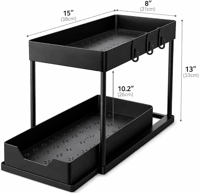 Success Goods 2 Pack Under Sink Organizer with Pull Out Drawer – Double Tier Sliding Storage Rack for Kitchen & Bathroom, Cabinet Organizer for Cleaning Supplies (Black) - Image 6