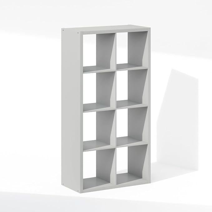 Furinno Simple 8-Cube Storage Organizer, Extra Thick Frame, Pale Grey | Vertical/Horizontal, Open Back, Display Shelf, Shelving Unit, Storage Shelves, for Organization, Living Room, Home Office - Image 8