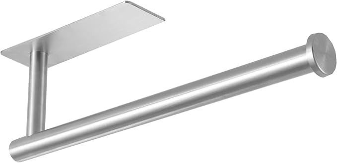 theaoo Under Cabinet Paper Towel Holder for Kitchen, Wall Mount, Silver | Adhesive Paper Towel Roll Rack for Bathroom or Kitchen, SUS304 Stainless Steel, Self-Adhesive or Screw Installation by theaoo