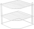 Home Basics Corner Rack, White, Vinyl Coated Steel, Rust Resistant, 2-Tier Shelf, Keeps Spices and Cups Organized, 9x9x8.5in by HomeBasics