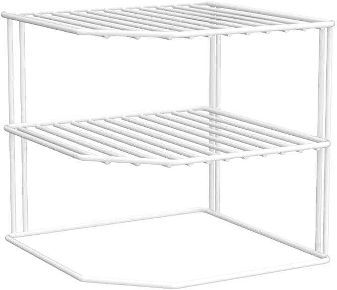 ROFAY Kitchen Cupboard Organiser, 3 Tier White Corner Plate Rack for Kitchen Cupboard Storage - Cupboard Shelf Insert Organiser (Pack of 2) - Image 5