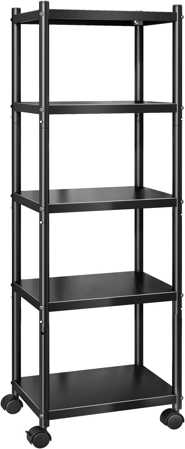 PXRACK 5-Tier Kitchen Storage Shelves, Adjustable Metal Shelves for Storage Pantry Shelves with Rolling Wheels, Storage Rack Shelving Unit Organizer for Bedroom Laundry Closet - Image 4