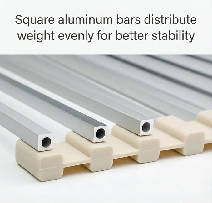 Small Aluminum Roll Up Dish Drying Rack 9" x 13" with Dish Holder | Fits sinks up to 8.5", Perfect for camping & RVs, Rolls up for easy storage, Square aluminum bars, Dish holder included - Image 5