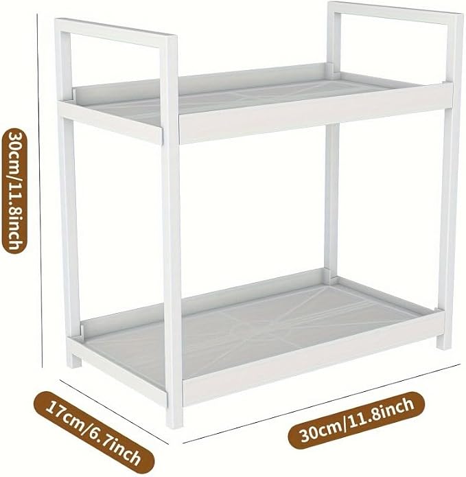 Bathroom Counter Organizer, 2 Tier White Counter Shelf | Bathroom Organizers and Storage Countertop, for Vanity Tables, Dresser, Makeup - Image 2