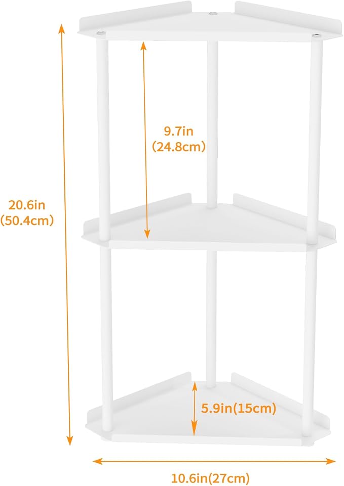 Jesginboo 3 Tier Bathroom Counter Organizer, Vanity Organizer Corner Shelf | Skincare, Makeup Countertop Organizers, Kitchen, Bathroom Counter Storage, White - Image 3