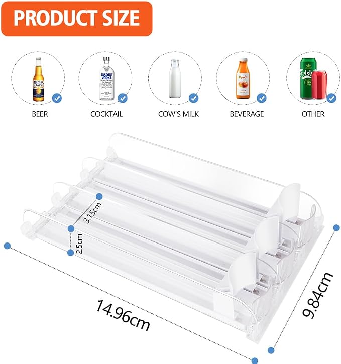 Stackable Soda Can Organizer for Refrigerator, Automatic Drink Dispenser with Pusher, Holds 25–30 Cans, 3 Row Fridge Organizer, Adjustable Beverage Rack, Easy Access Storage - Image 3