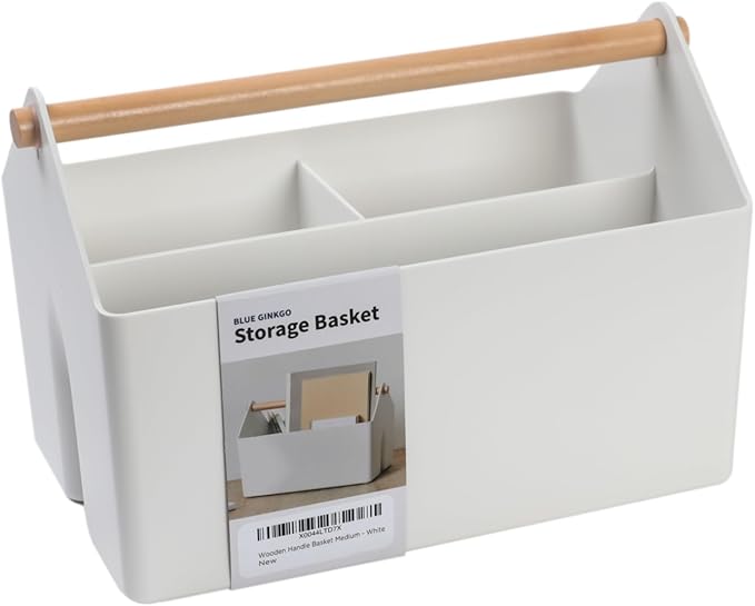 BLUE GINKGO Storage Basket, Medium 4.5L, White, Made in Korea | Portable. Divided Storage Bin. Everyday Organization. by BLUEGINKGO