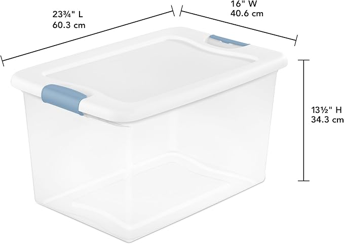 Sterilite Latching Box with Lids for Home and Office, 64 Quart, 16-Pack | Heavy-Duty and Stackable Plastic Containers with Latches for Closet, Cabinet, Bedroom, Bathroom and Dorm Room Organization - Image 2