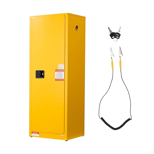 VEVOR Flammable Cabinet 18" x 23" x 65", 23 Gallon Flammable Storage Cabinet with Adjustable Shelf, Cold-Rolled and Galvanized Steel Fire Cabinets, for Commercial Industrial Home Use, Yellow by VEVOR