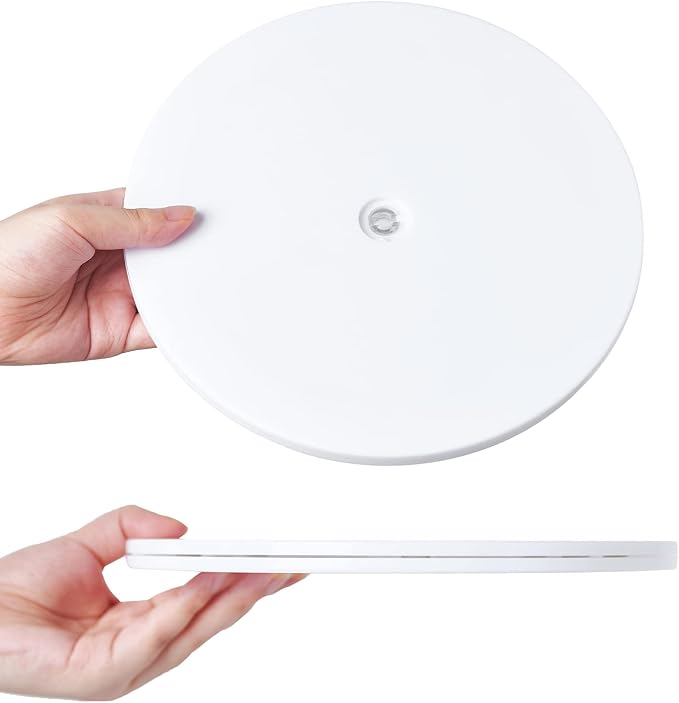 9 inch Lazy Susan Turntable White Acrylic Ball Bearing Rotating Tray for Spice Rack Table Cake Kitchen Pantry Decorating Bathrooms TV Laptop Computer Monitor, 50-lb Load Capacity (360˚ Rotation) - Image 3