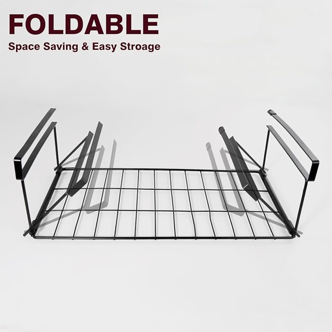 Foil and Plastic Wrap Organizer Kitchen Under Cabinet Desk Pantry Hanging Organizer Storage Foldable Rack (White - Image 7