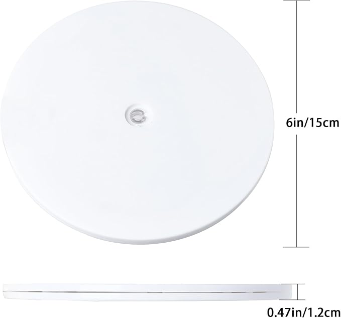 6 inch Lazy Susan Turntable White Acrylic Ball Bearing Rotating Tray for Spice Rack Table Cake Kitchen Pantry Decorating Bathrooms TV Laptop Computer Monitor, 30-lb Load Capacity (360˚ Rotation) - Image 3