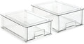 Isaac Jacobs Stackable Organizer Drawer Set (1 Medium, 1 Large), Clear Plastic Storage Boxes, Pull-Out Bins, Home, Office, Closet, Shoes, BPA-Free, Food/Fridge/Freezer Safe (1 Medium, 1 Large) by IsaacJacobs