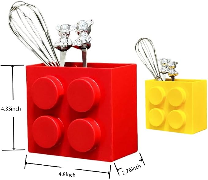 Magnetic Basket Organizer for Fridge - Lego-Style ABS Plastic Storage Box, No Drill Design for Kitchen Counter, Microwave & Whiteboard, Holds Up to 3.5 lbs (Red) - Image 7