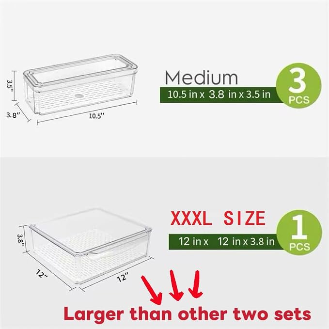 ZIJUND 4 Packs Fridge Organizers and Storage, Refrigerator Organizer Bins | Stackable BPA-Free Refrigerator Organizers and Storage Containers for Fruit, Vegetable, Food, Drinks, Cereals, Clear - Image 2