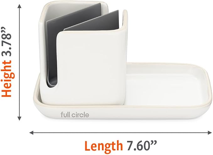 Full Circle Sinkside Ceramic Cleaning Station, Dishwasher Safe, White - Image 7