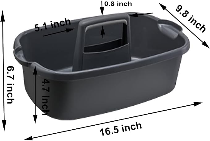 Large Plastic Cleaning Supply Caddy with Handle, Portable Cleaning Tool Storage Tote for Dorm, Bath, Pantry (Dark Grey) - Image 2