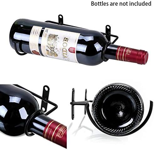 Hipiwe Wall Mounted Wine Rack - Set of 6 Metal Wine Bottle Display Holders | Wall Hanging Red Wine Bottle Organizer Racks with Hardware for Storage Beverages/Liquor Bottle - Image 3