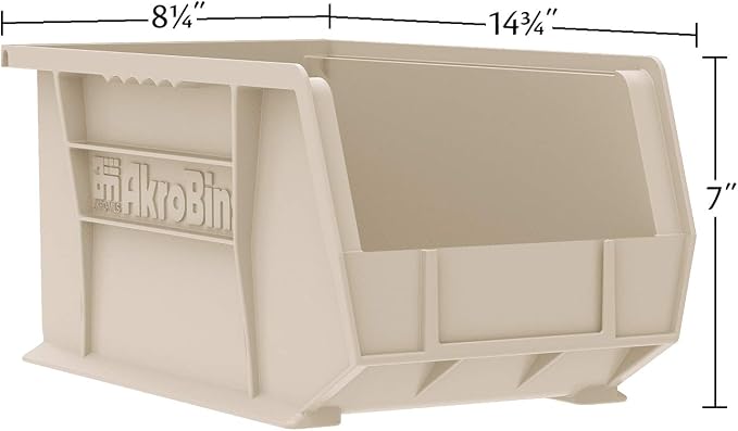 Akro-Mils 30240 AkroBins Plastic Storage Bins, 15"x8"x7", Stone, 12-Pack | Space-Saving Stackable Bins for Garage, Pantry, Craft Organization - Image 2