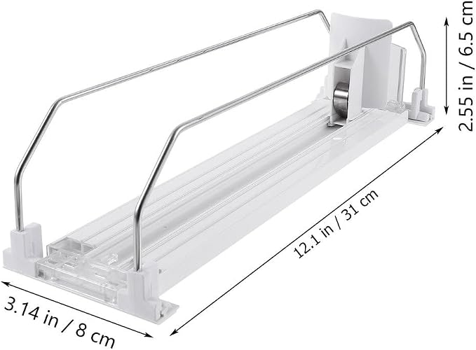 PRETYZOOM Drink can Organizer Self-Pushing Soda can Glide Fridge Drink Pusher for Refrigerator Shelves Automatic Beverage Pusher Dispenser 12.20 X 3.14 X 2.55 in - Image 4