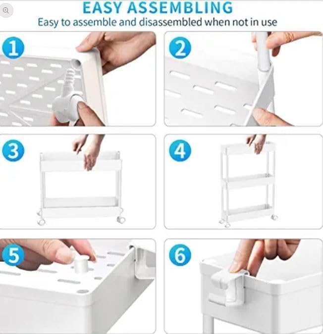 SPACEKEEPER Slim Rolling Storage Cart, 4 Tier Bathroom Cart Organizer,White | Narrow Rolling Cart with Wheels for Kitchen Office Bathroom Laundry Room,Mobile Utility Cart for Craft Art Makeup Nail Polish - Image 9