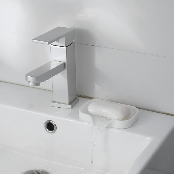 MicoYang Silicone Soap Dish with Drain Spout, Self-Draining Sink Organizer Tray for Bathroom and Kitchen, Sponges, Dispensers and Soap Holder, Non-Slip and Dishwasher Safe, White (Compact, 4.9"×3.2") - Image 8
