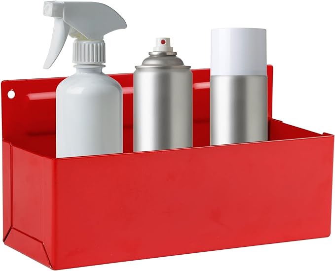 Magnetic Aerosol Spray Can Holder, Magnet Toolbox Bottle Holder, Tool Box Storage Rack for Garage and Home, Craft Workspace, Mechanic Paint Bottle Can Organizer, Red, 3"x8.3" by RechabiteMagneticTools