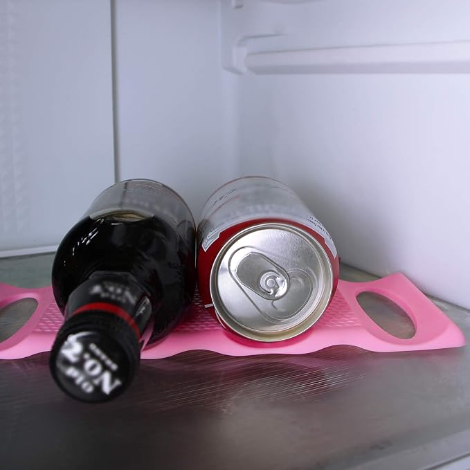 Webake Can Organizer for Pantry 2 Pack Silicone Bottle and Can Stacker Mat, Can Holder Storage Rack Space Saver for Refrigerator, Kitchen, Cabinet, Countertop, Shelf (Pink) - Image 4