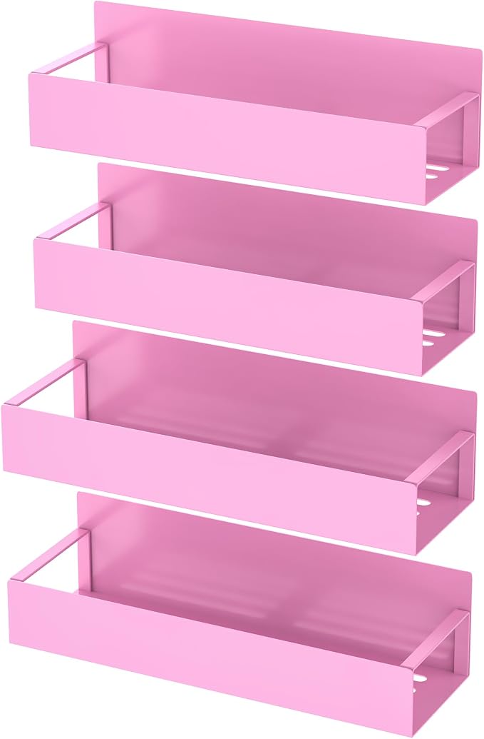 Metal Magnetic Spice Rack for Refrigerator Pink, 4 Pack | Magnetic Shelves Heavy Duty for Fridge in Kitchen, Seasoning Storage Organizer, For Oven Washer and Dryer, For Heavier Items - Image 5