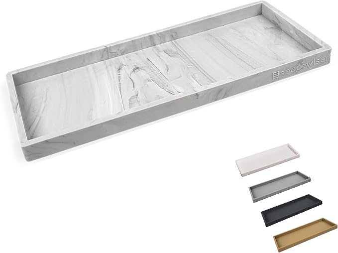 Silicone Countertop & Vanity Tray – 11.7” Bathroom Counter Tray | Bathroom Tray, Bathroom Tray Countertop, Tray for Bathroom Counter, Silicone Kitchen Tray for Counter & Countertop Organizer by Spacewiser