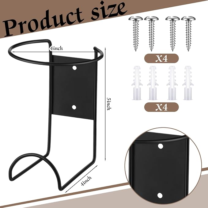 CroBlissful 4 Pcs Spray Bottle Holder Wall Mount Heavy Duty Spray Bottle Rack Stainless Steel Storage Rack Garage Can Organizer Craft with Hardware (Black) - Image 2