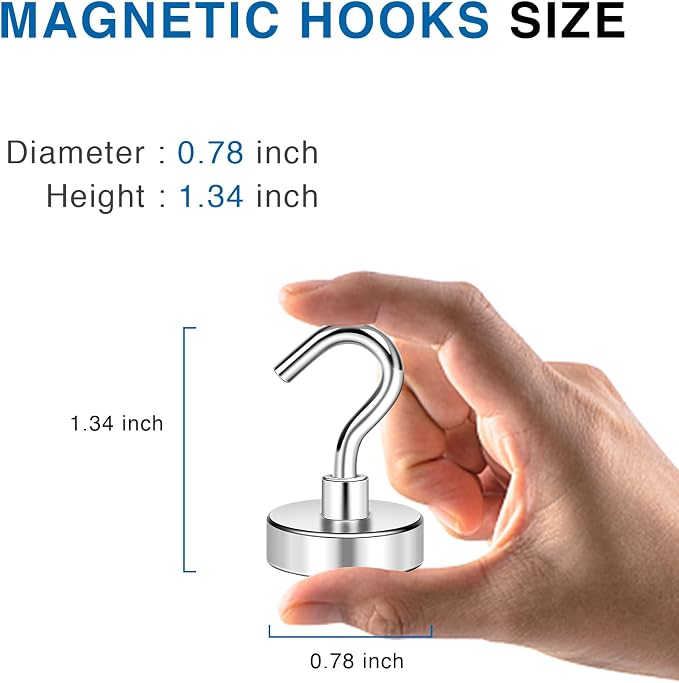 LOVIMAG Magnetic Hooks for Cruise Cabins, 50LBS, 12Pack | Heavy Duty Neodymium Magnet with Hook Essentials for Classroom, Fridge, Ceiling, Hanger, Silver - Image 2