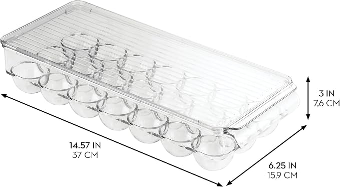 iDesign Clear Plastic Egg Holder for Fridge with Lid, 21 Egg | Storage Container, Organizer Bin - Image 3