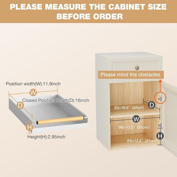 Pull out Cabinet Organizer, 16" Deep Pull Out Drawer for Kitchen Cabinets Adhesive with Nano Film, Slide out Cabinet Organizer Shelf for Pantry Bathroom Organization White - Image 2