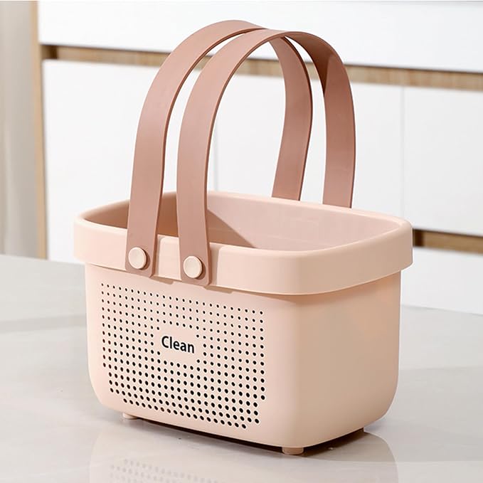 Portable Shower Caddy Basket with Handles Plastic Storage Basket Small Pink | Sturdy Drainage Large Capacity Organizer Basket with Silicone Handles for Bathroom Kitchen Bedroom College Dorm Essentials - Image 5