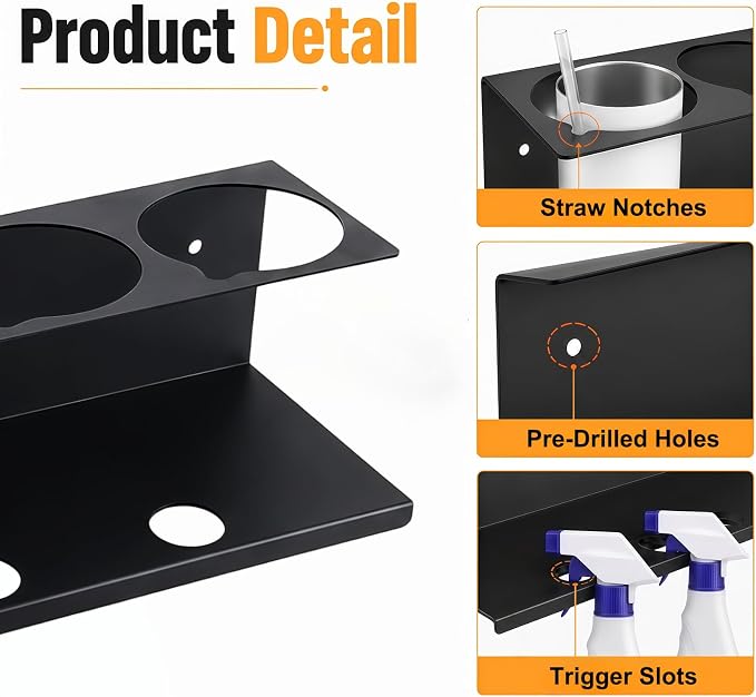 4Pcs Wall-Mounted Aerosol Spray Can Holder for Garage and Workspace | Steel Multi Hole Spray Bottle Rack, Flexibly Utilize Storage Space, Black Powder-Coated, No Assembly Required - Image 4