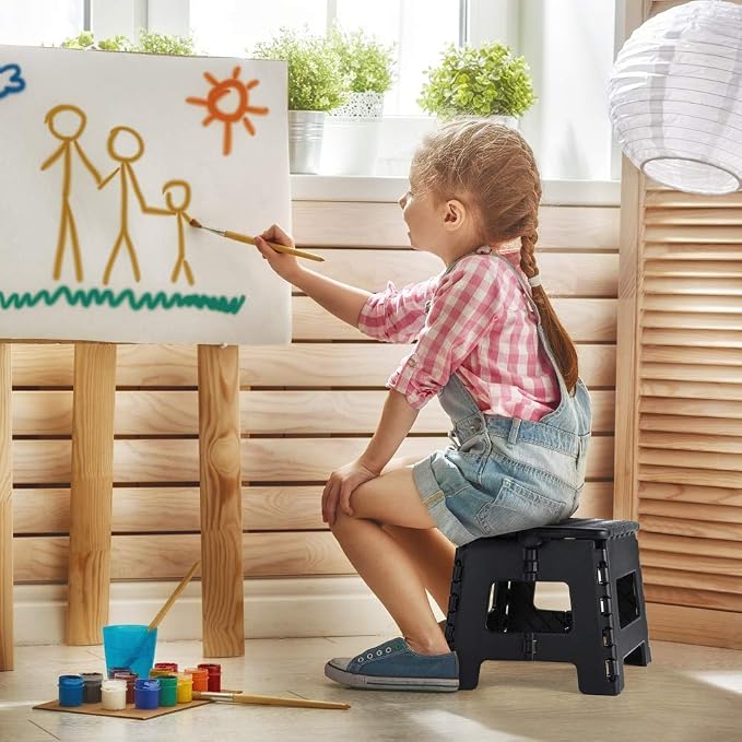 Dyforce Kids Step Stool 9 Inch, 300lbs Folding Step Stool for Toddler | Step stool for kids Black,Anti-slip Heavy Duty with Handle, Lightweight Foldable Stool for Bathroom Kitchen Bedroom Outdoor - Image 6